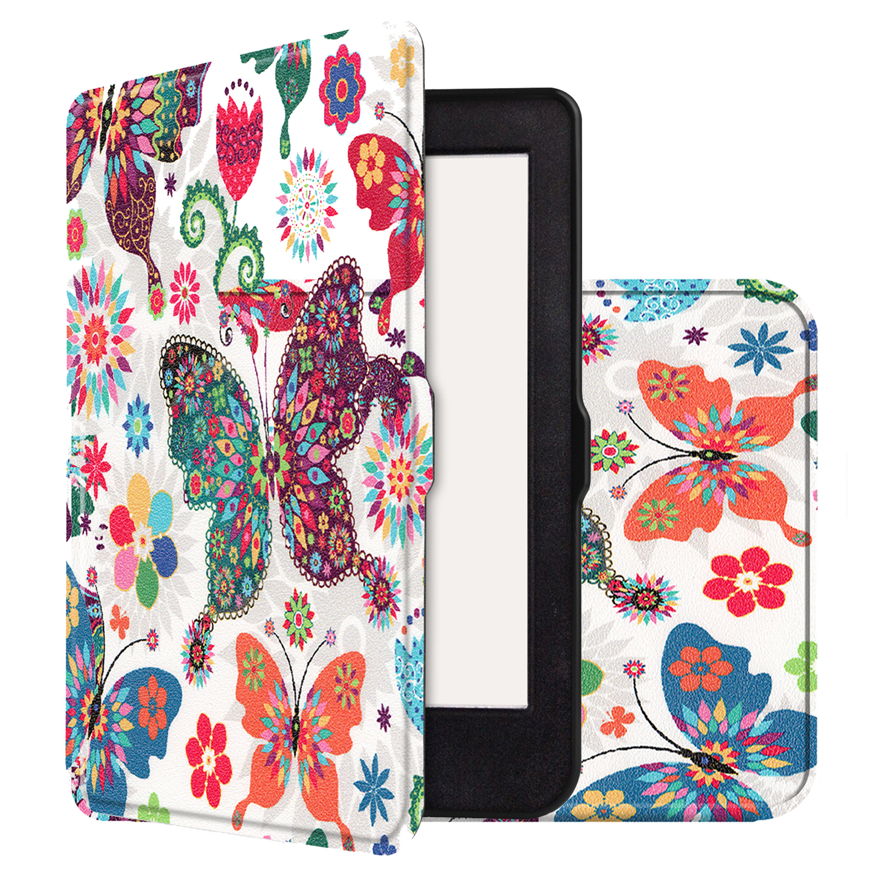 NoXx Hoes Geschikt voor Kobo Nia Hoesje Bookcase Cover Book Case Hoes Sleepcover - Vlinders