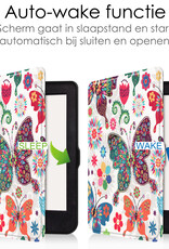 NoXx Hoes Geschikt voor Kobo Nia Hoesje Bookcase Cover Book Case Hoes Sleepcover - Vlinders