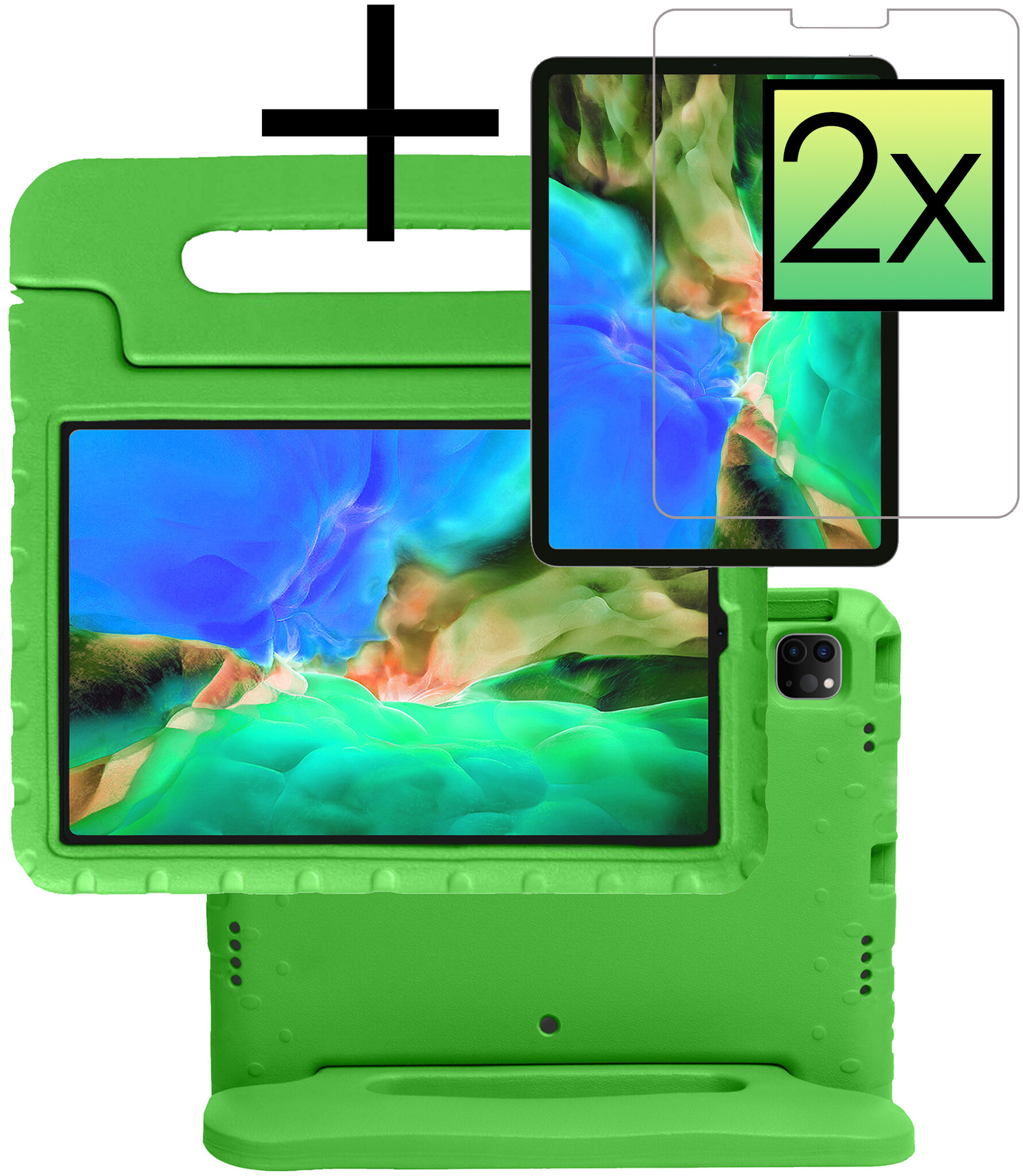 NoXx NoXx iPad Pro 11 inch (2021) Kinderhoes Met 2x Screenprotector - Groen