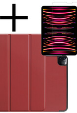 NoXx NoXx iPad Pro 11 inch (2022) Hoesje Met Screenprotector - Donkerrood