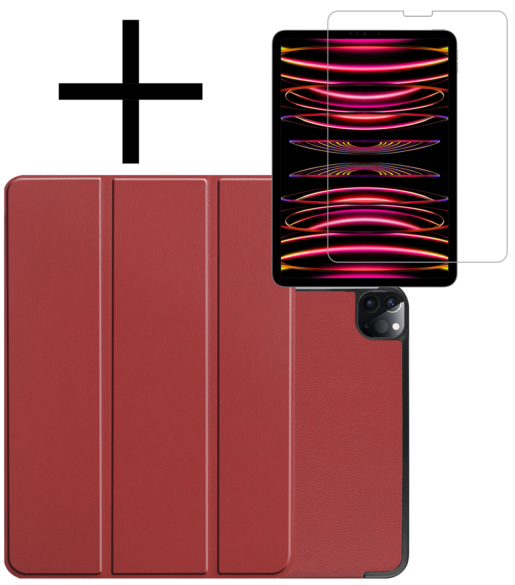 NoXx NoXx iPad Pro 11 inch (2022) Hoesje Met Screenprotector - Donkerrood
