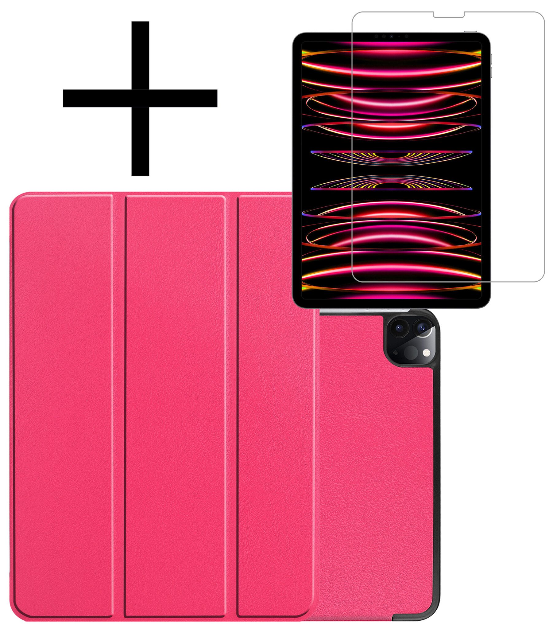 NoXx NoXx iPad Pro 11 inch (2022) Hoesje Met Screenprotector - Donkerroze