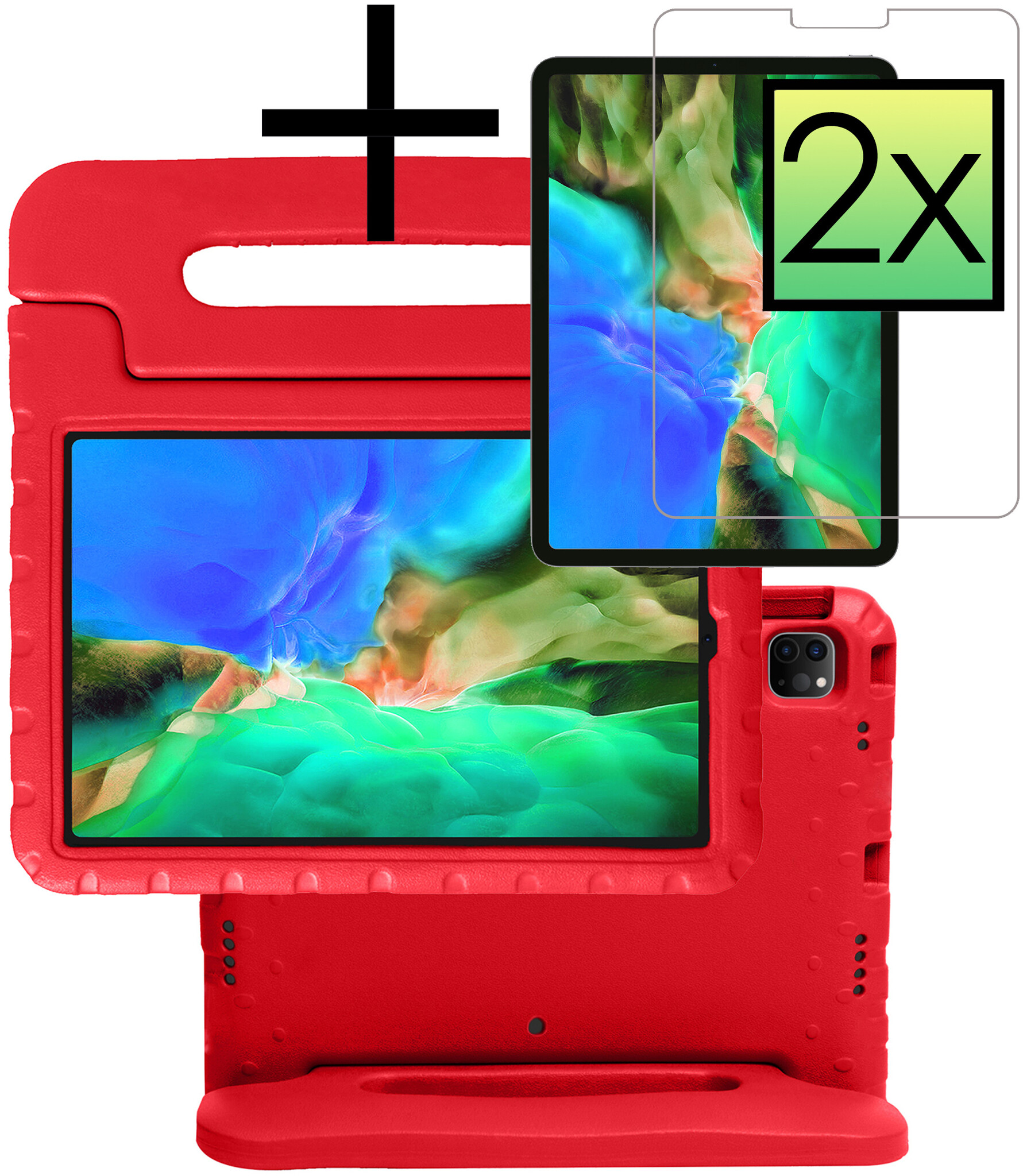 NoXx NoXx iPad Pro 11 inch (2020) Kinderhoes Met 2x Screenprotector - Rood