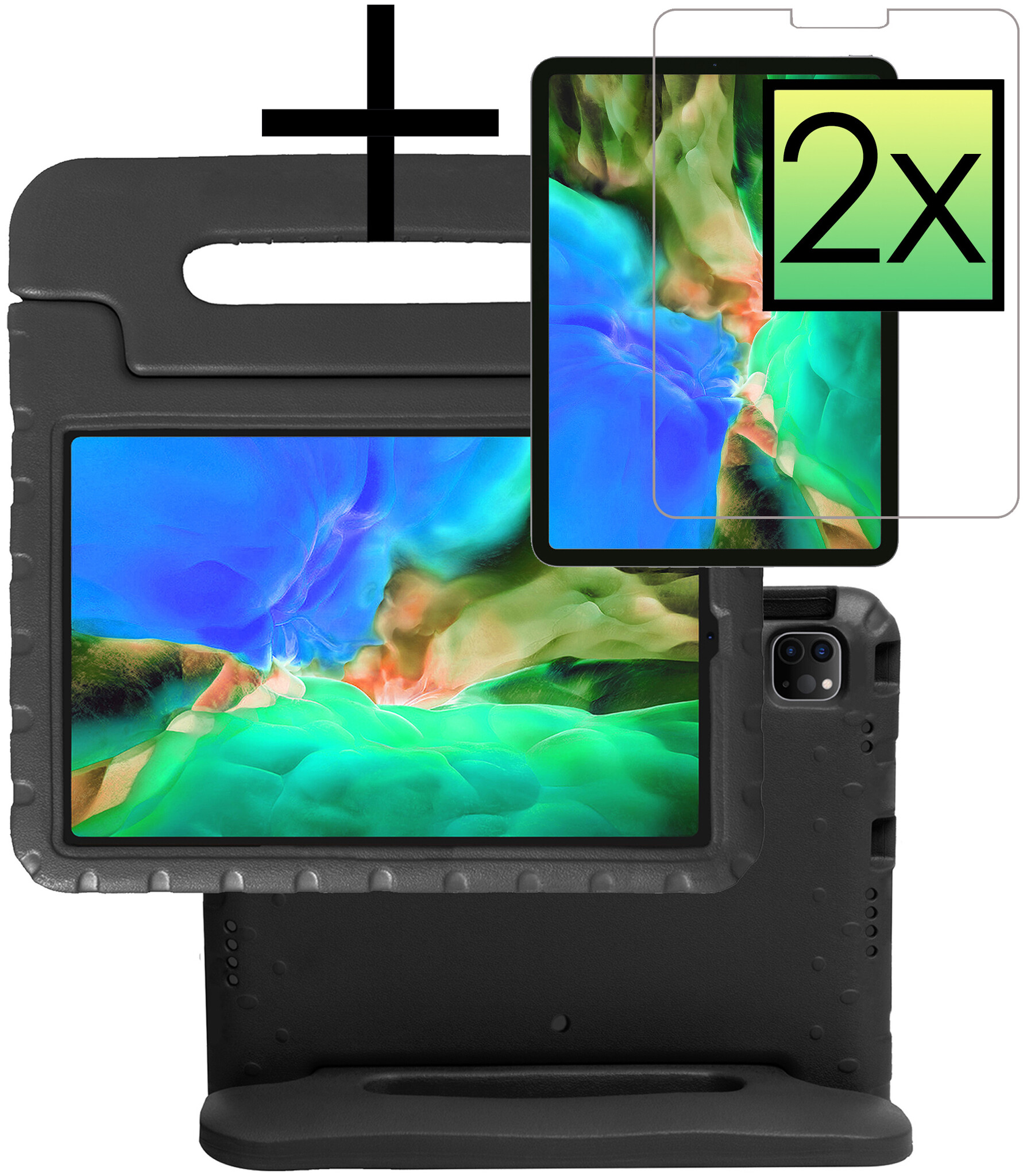 NoXx NoXx iPad Pro 11 inch (2020) Kinderhoes Met 2x Screenprotector - Zwart