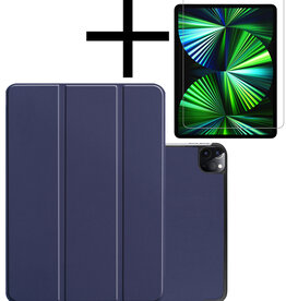 NoXx NoXx iPad Pro 11 inch (2021) Hoesje Met Apple Pencilhouder En Screenprotector - Donkerblauw