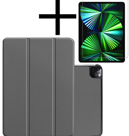 NoXx NoXx iPad Pro 11 inch (2021) Hoesje Met Apple Pencilhouder En Screenprotector - Grijs