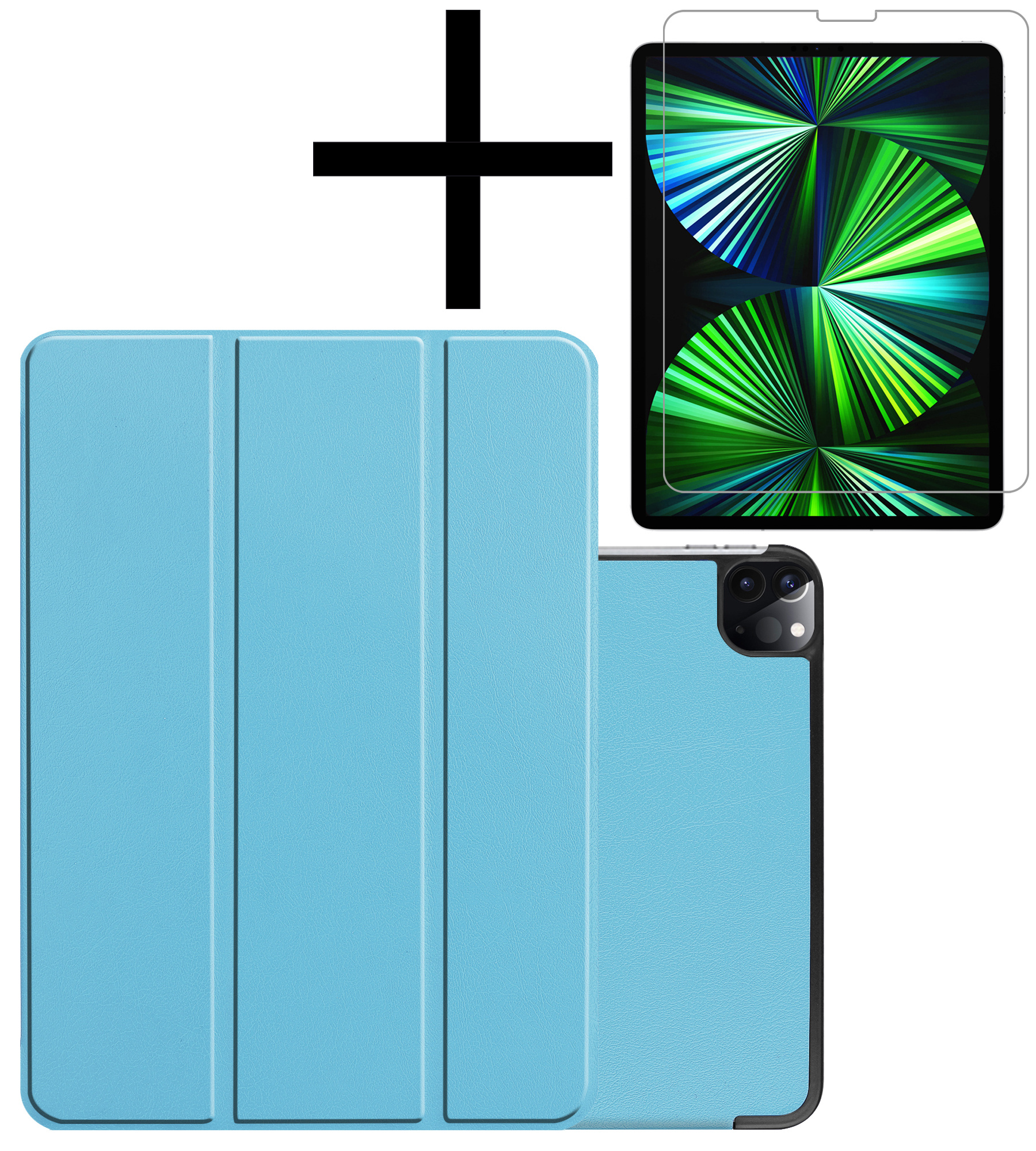 NoXx NoXx iPad Pro 11 inch (2021) Hoesje Met Apple Pencilhouder En Screenprotector - Lichtblauw