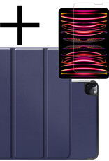 NoXx NoXx iPad Pro 12.9 inch (2022) Hoesje Met Screenprotector - Donkerblauw