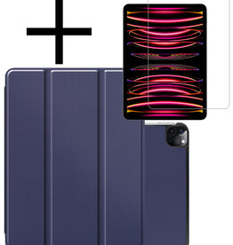NoXx NoXx iPad Pro 12.9 inch (2022) Hoesje Met Screenprotector - Donkerblauw