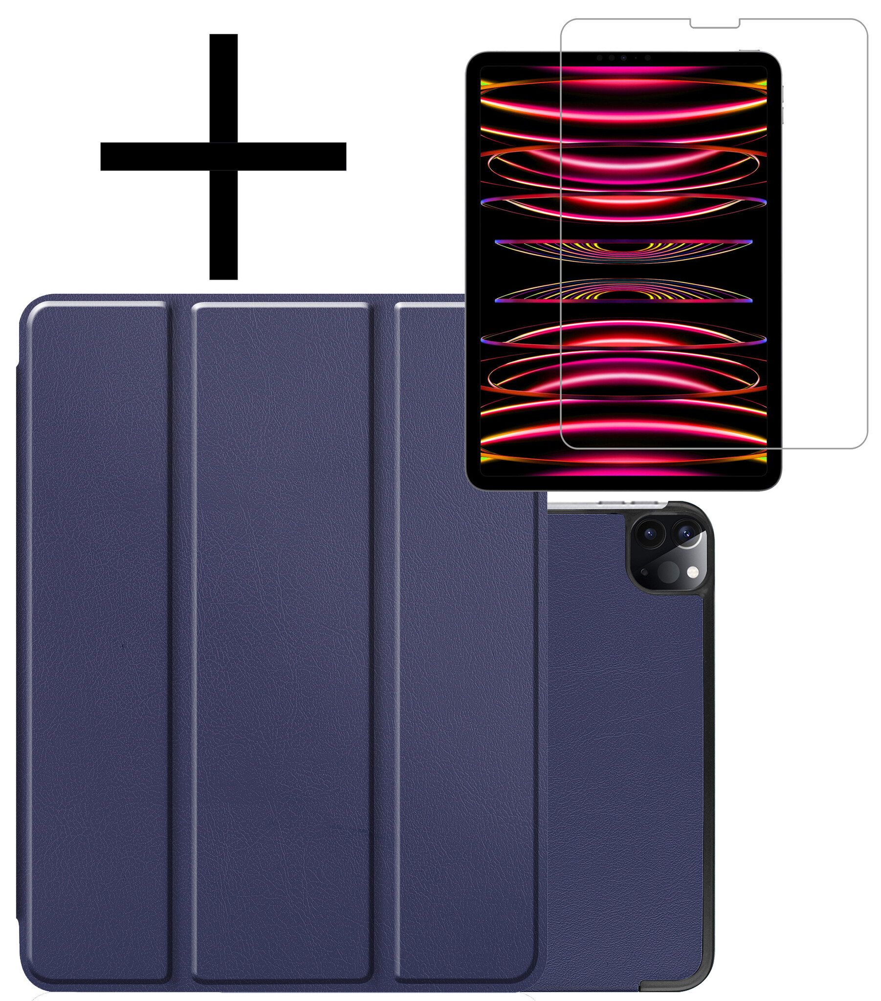 NoXx NoXx iPad Pro 12.9 inch (2022) Hoesje Met Screenprotector - Donkerblauw