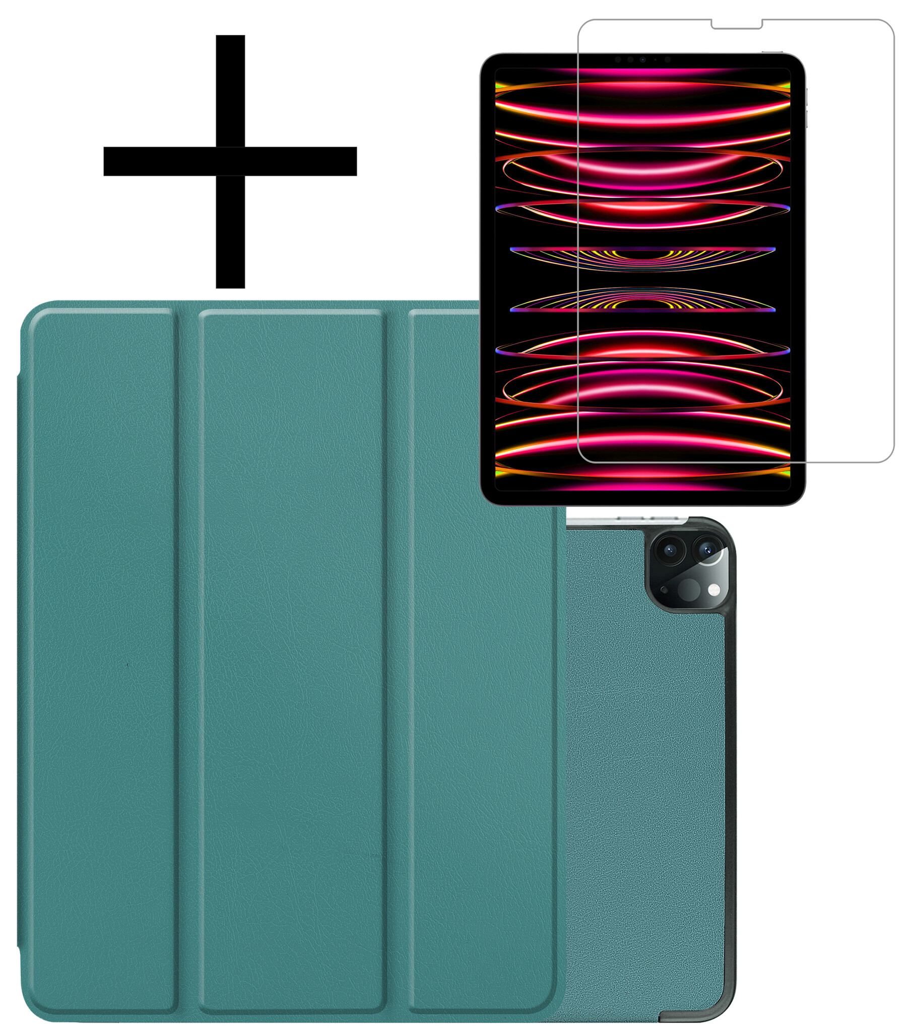 NoXx NoXx iPad Pro 12.9 inch (2022) Hoesje Met Screenprotector - Donkergroen