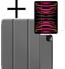 NoXx NoXx iPad Pro 12.9 inch (2022) Hoesje Met Screenprotector - Grijs