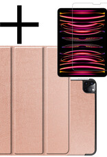 NoXx NoXx iPad Pro 12.9 inch (2022) Hoesje Met Screenprotector - Rose Goud