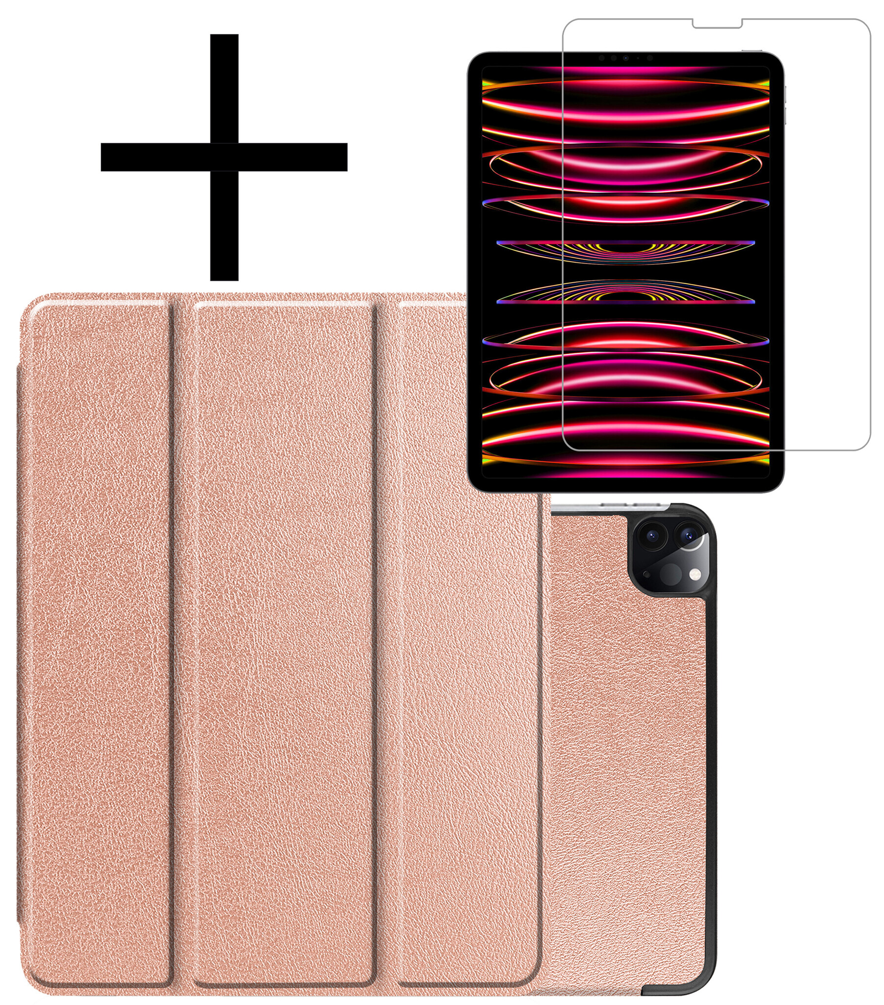 NoXx NoXx iPad Pro 12.9 inch (2022) Hoesje Met Screenprotector - Rose Goud