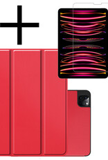 NoXx NoXx iPad Pro 12.9 inch (2022) Hoesje Met Apple Pencilhouder Met Screenprotector - Rood