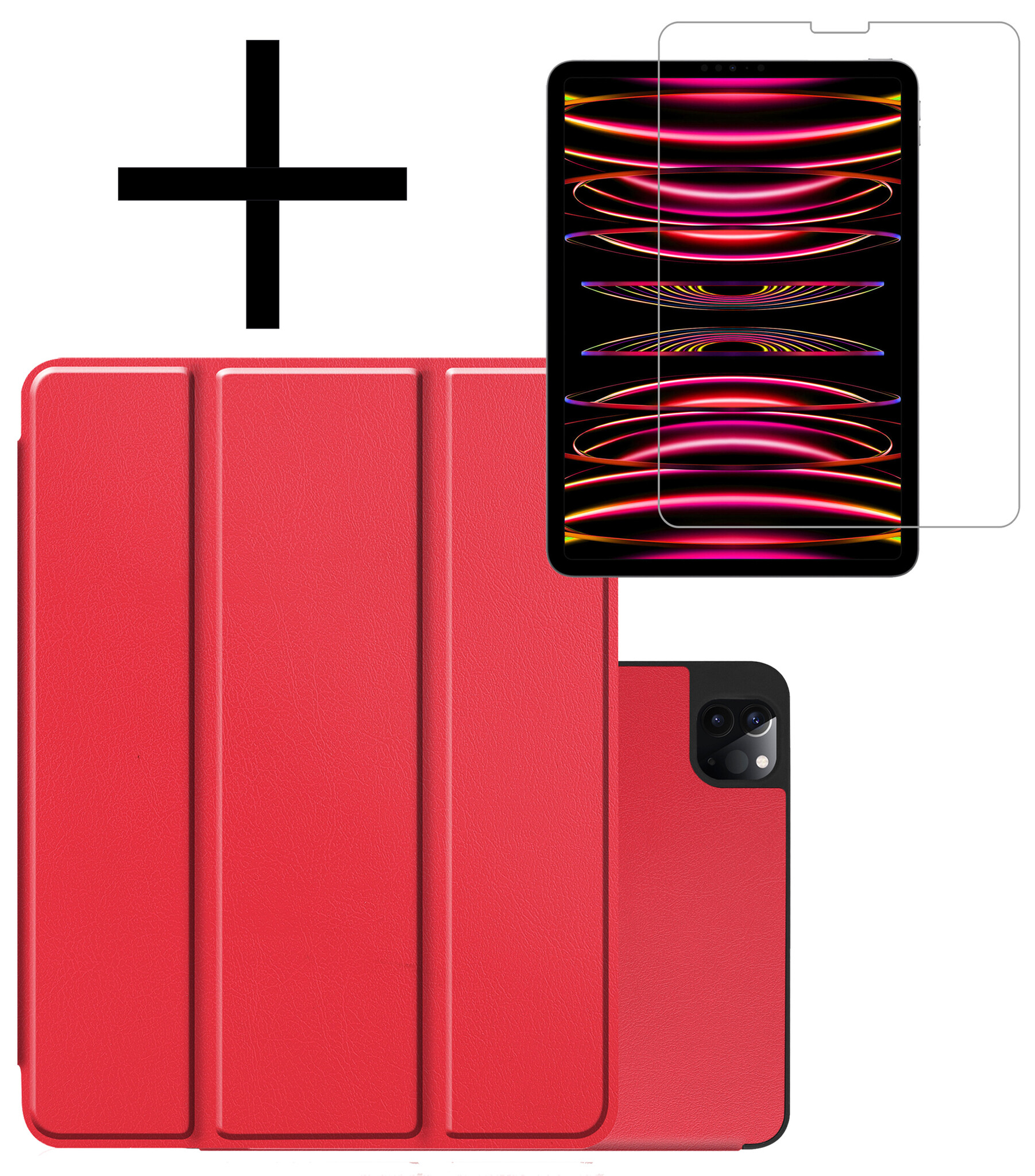 NoXx NoXx iPad Pro 12.9 inch (2022) Hoesje Met Apple Pencilhouder Met Screenprotector - Rood