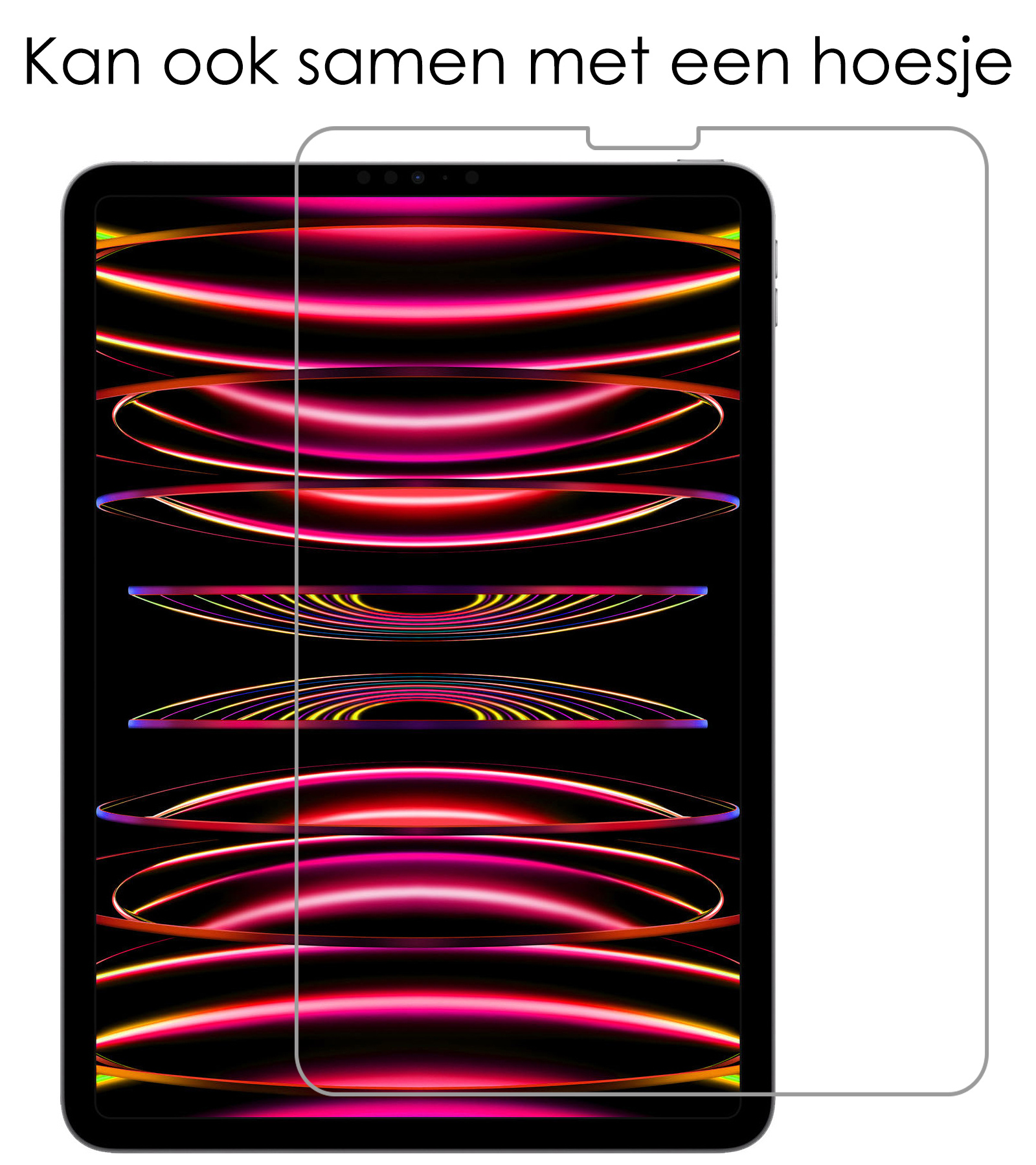 NoXx NoXx iPad Pro 12.9 inch (2022) Hoesje Met Apple Pencilhouder Met Screenprotector - Zwart