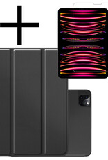 NoXx NoXx iPad Pro 12.9 inch (2022) Hoesje Met Apple Pencilhouder Met Screenprotector - Zwart