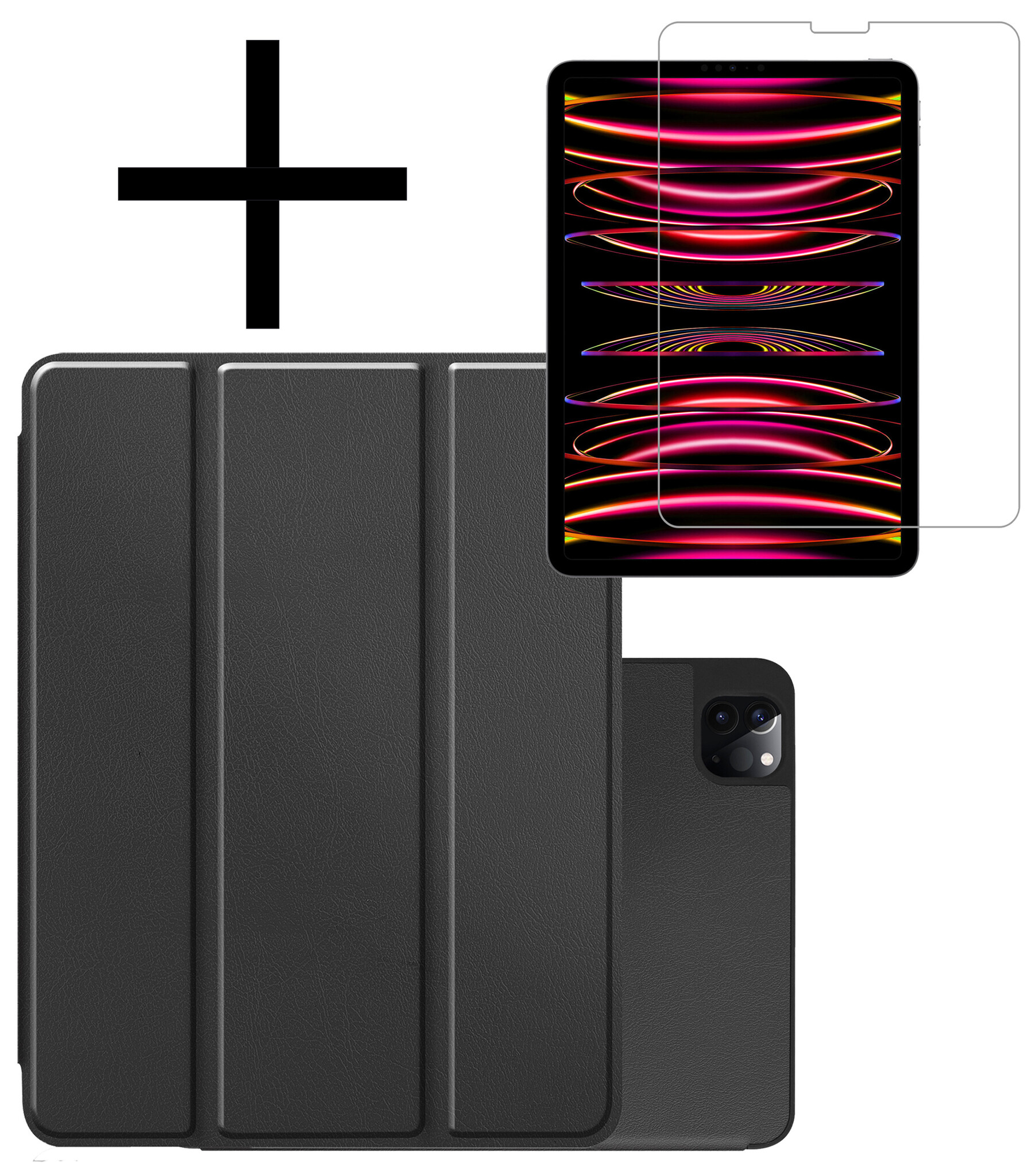 NoXx NoXx iPad Pro 12.9 inch (2022) Hoesje Met Apple Pencilhouder Met Screenprotector - Zwart