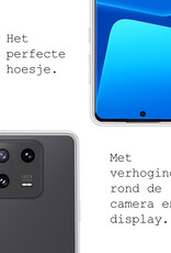 BASEY. Hoes Geschikt voor Xiaomi 13 Hoesje Siliconen Back Cover Case Met 2x Screenprotector - Hoesje Geschikt voor Xiaomi 13 Hoes Cover Hoesje - Transparant
