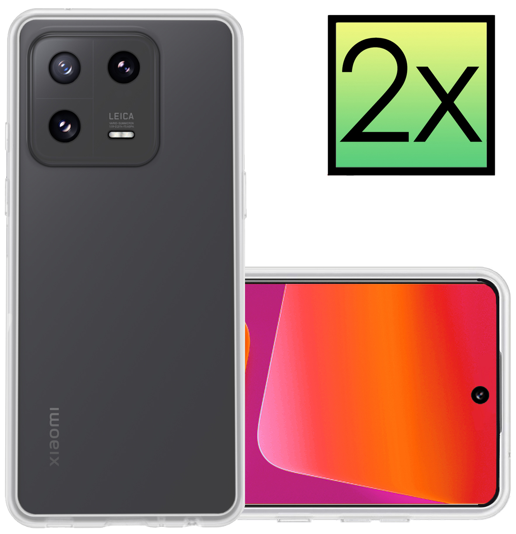 NoXx Hoes Geschikt voor Xiaomi 13 Hoesje Cover Siliconen Back Case Hoes - Transparant - 2x