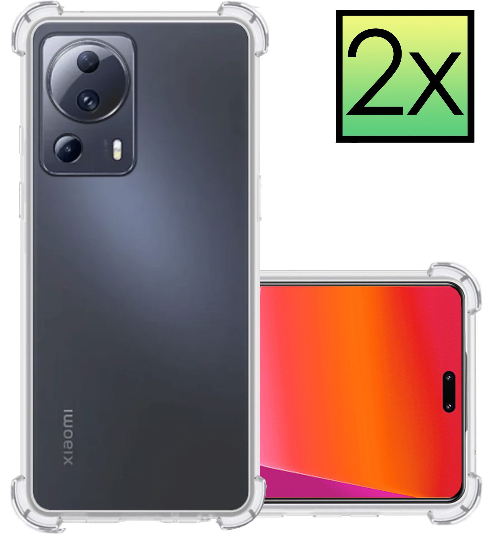 NoXx Hoes Geschikt voor Xiaomi 13 Lite Hoesje Siliconen Cover Shock Proof Back Case Shockproof Hoes - Transparant - 2x