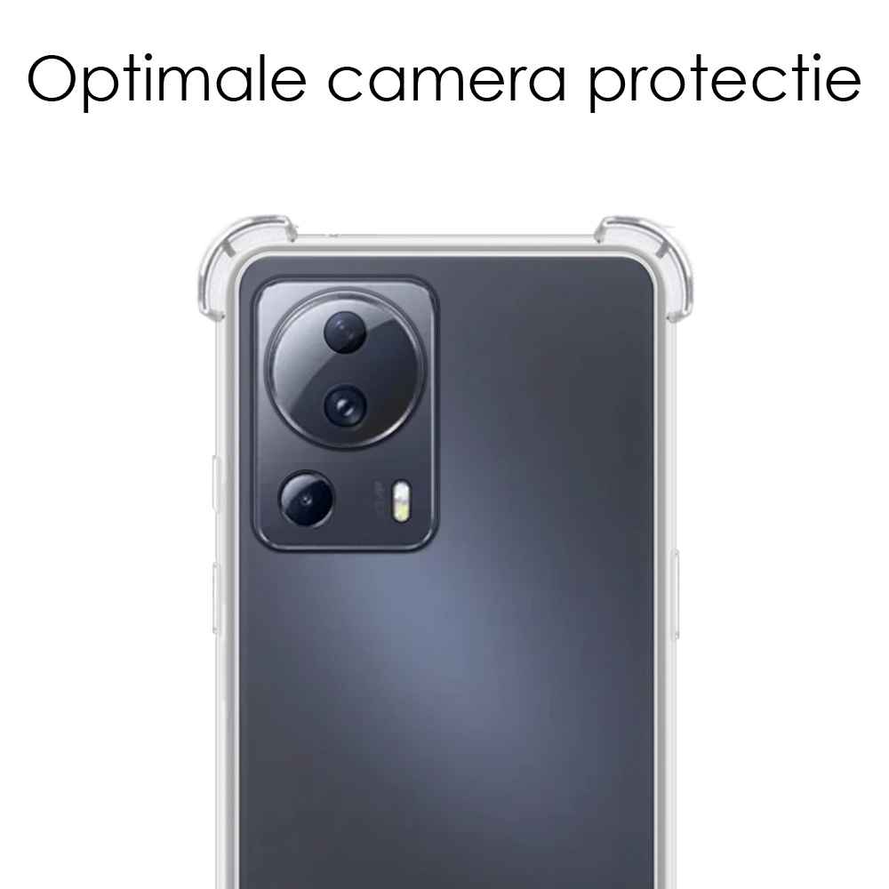 NoXx Hoes Geschikt voor Xiaomi 13 Lite Hoesje Siliconen Cover Shock Proof Back Case Shockproof Hoes - Transparant - 2x