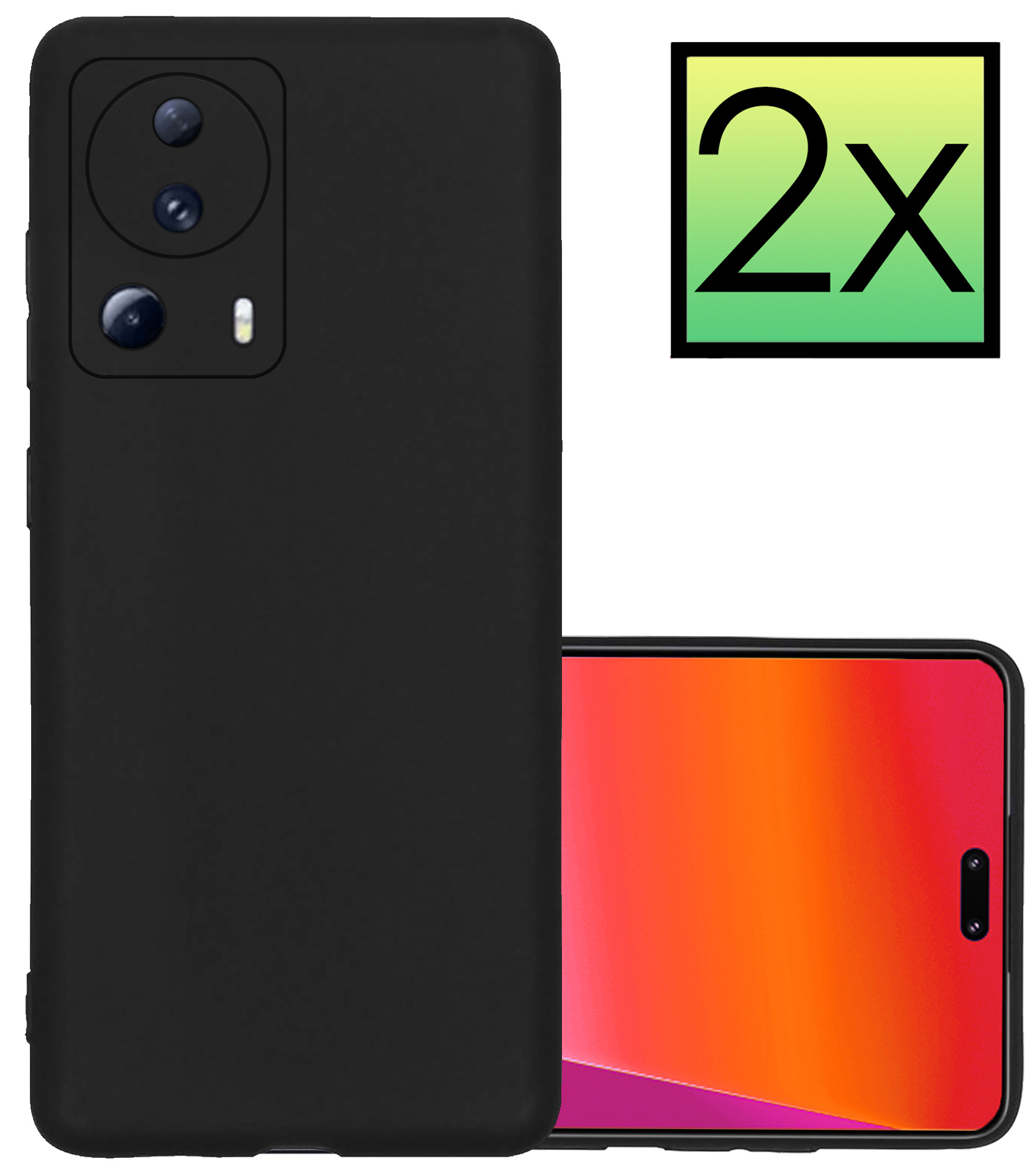 NoXx Hoes Geschikt voor Xiaomi 13 Lite Hoesje Cover Siliconen Back Case Hoes - Zwart - 2x