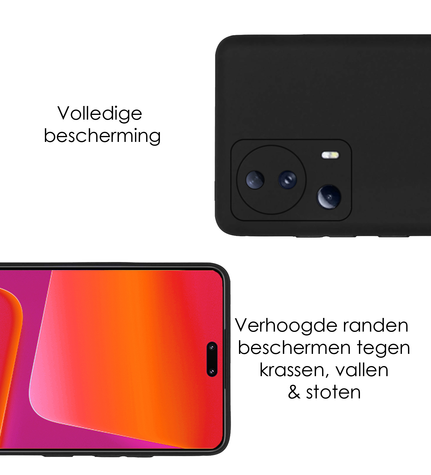 NoXx Hoes Geschikt voor Xiaomi 13 Lite Hoesje Cover Siliconen Back Case Hoes - Zwart - 2x