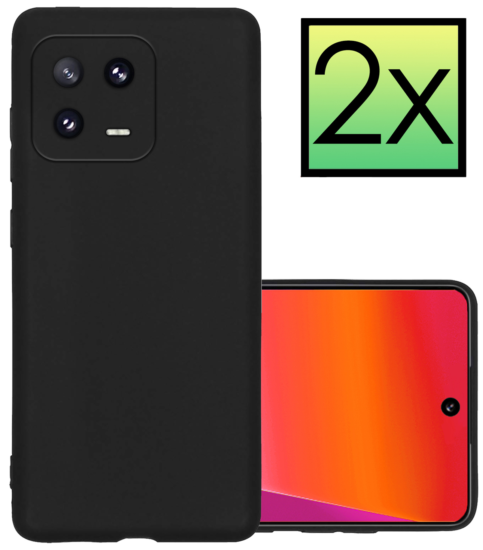 NoXx Hoes Geschikt voor Xiaomi 13 Pro Hoesje Cover Siliconen Back Case Hoes - Zwart - 2x