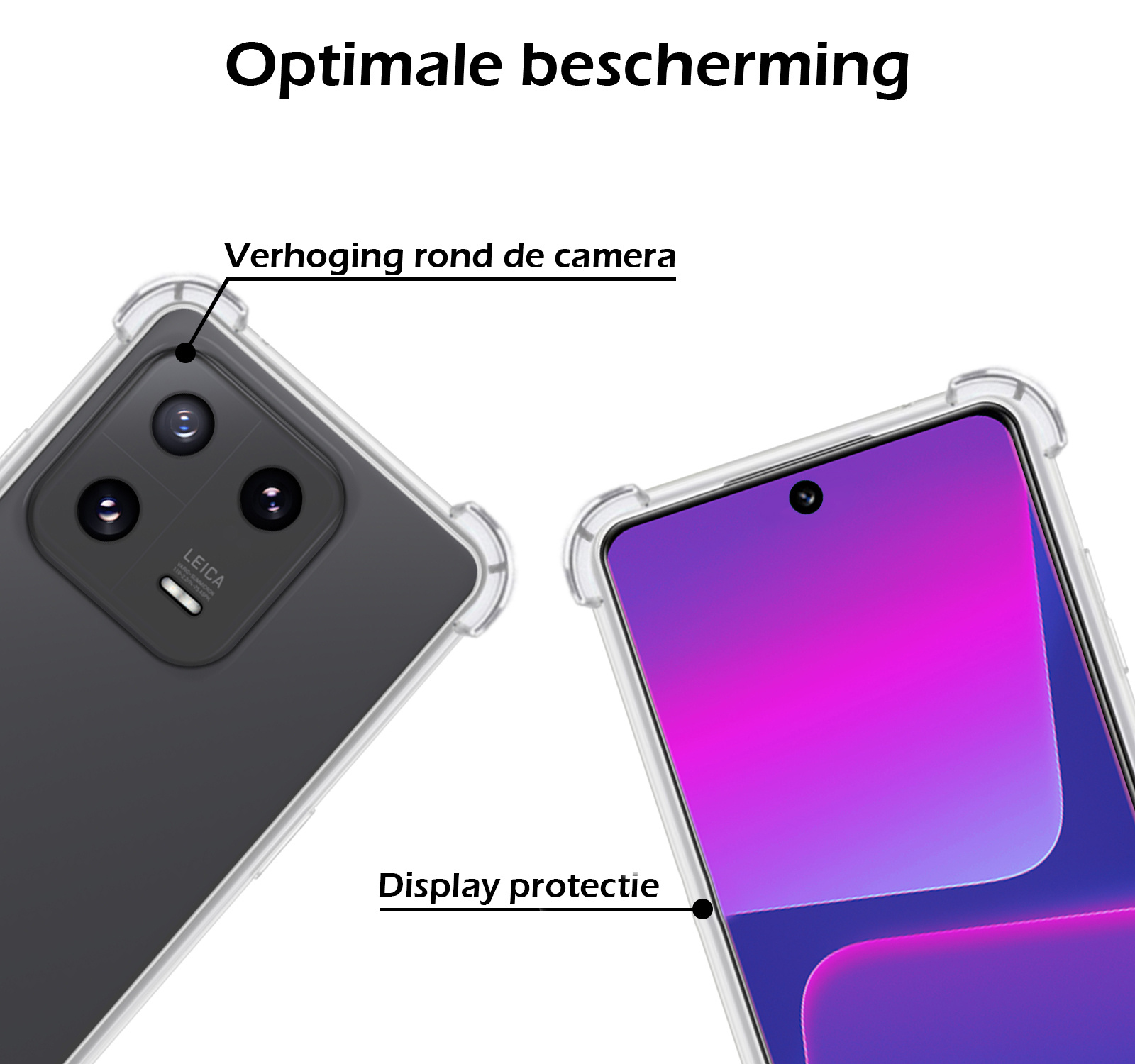 Nomfy Hoesje Geschikt voor Xiaomi 13 Hoesje Shock Proof Cover Case Shockproof - Hoes Geschikt voor Xiaomi 13 Hoes Siliconen Back Case - Transparant