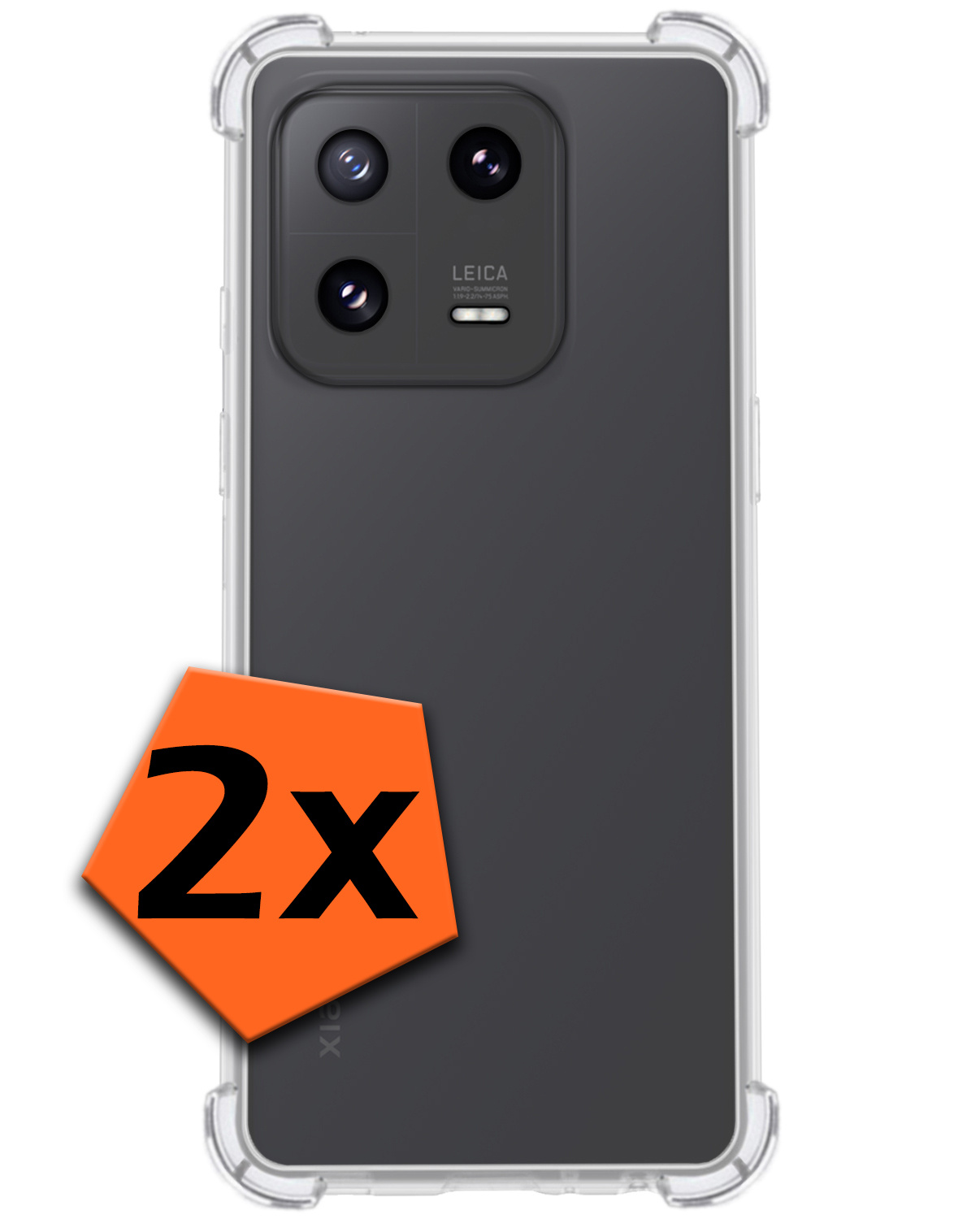 Nomfy Hoesje Geschikt voor Xiaomi 13 Hoesje Shock Proof Cover Case Shockproof - Hoes Geschikt voor Xiaomi 13 Hoes Siliconen Back Case - Transparant - 2 PACK