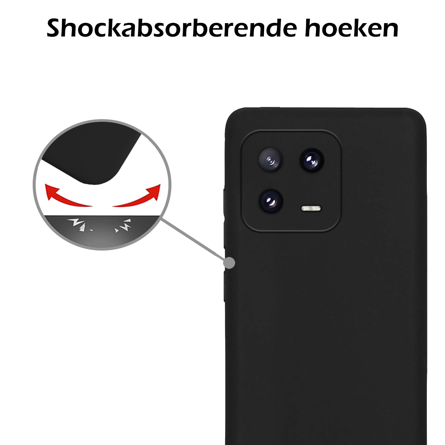 Nomfy Hoesje Geschikt voor Xiaomi 13 Hoesje Siliconen Cover Case Met Screenprotector - Hoes Geschikt voor Xiaomi 13 Hoes Back Case - Zwart
