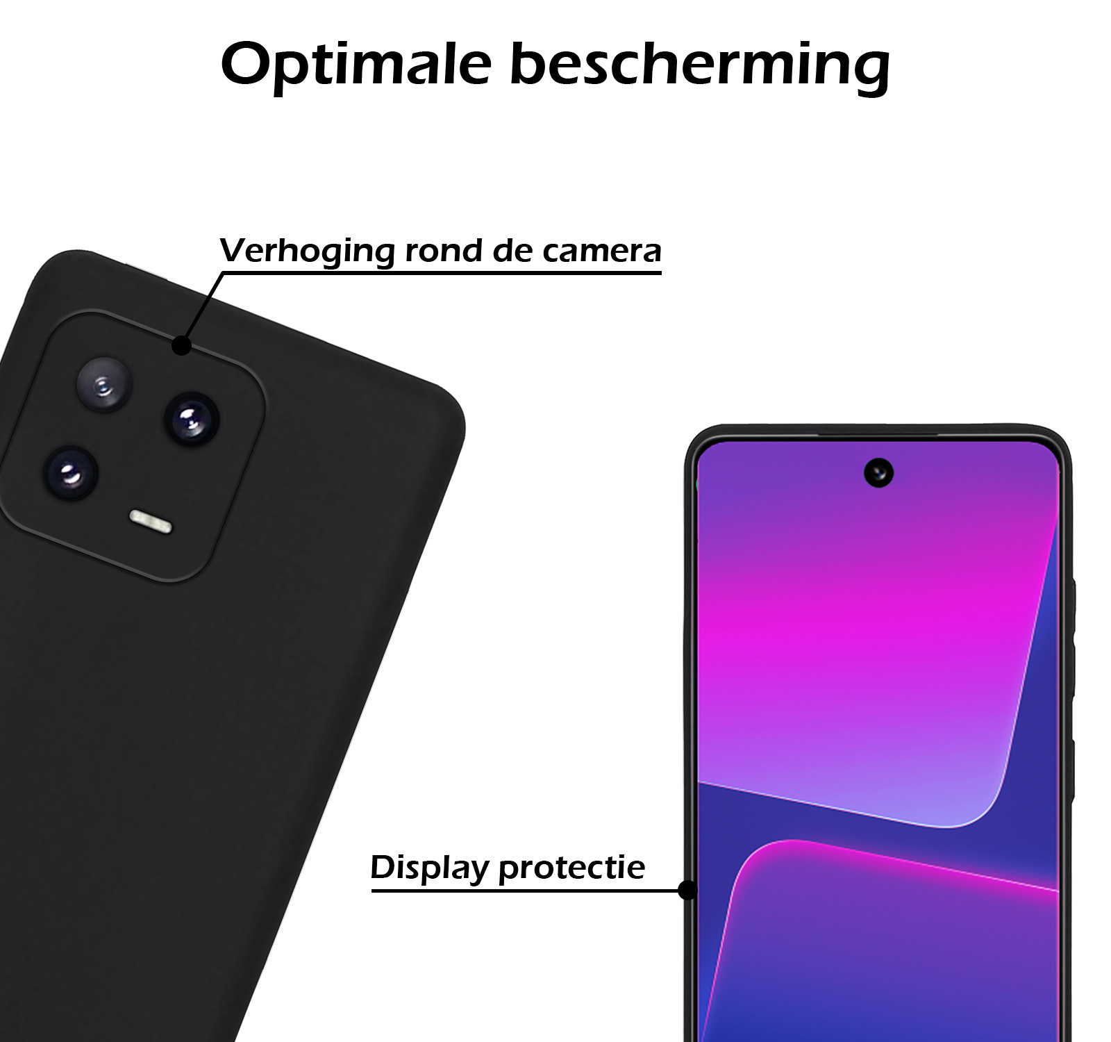 Nomfy Hoesje Geschikt voor Xiaomi 13 Hoesje Siliconen Cover Case Met Screenprotector - Hoes Geschikt voor Xiaomi 13 Hoes Back Case - Zwart