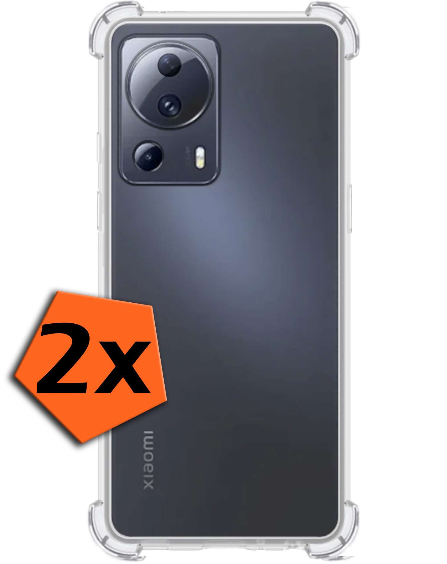 Nomfy Hoesje Geschikt voor Xiaomi 13 Lite Hoesje Shock Proof Cover Case Shockproof - Hoes Geschikt voor Xiaomi 13 Lite Hoes Siliconen Back Case - Transparant - 2 PACK