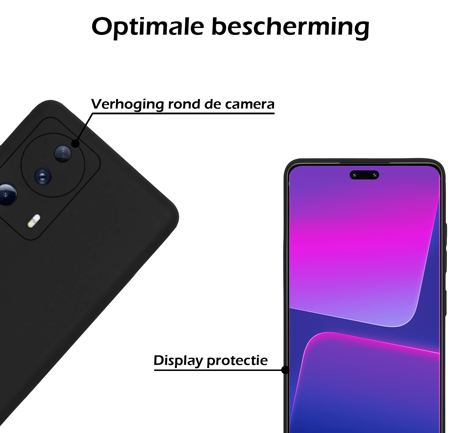 Nomfy Hoesje Geschikt voor Xiaomi 13 Lite Hoesje Siliconen Cover Case - Hoes Geschikt voor Xiaomi 13 Lite Hoes Back Case - 2-PACK - Zwart