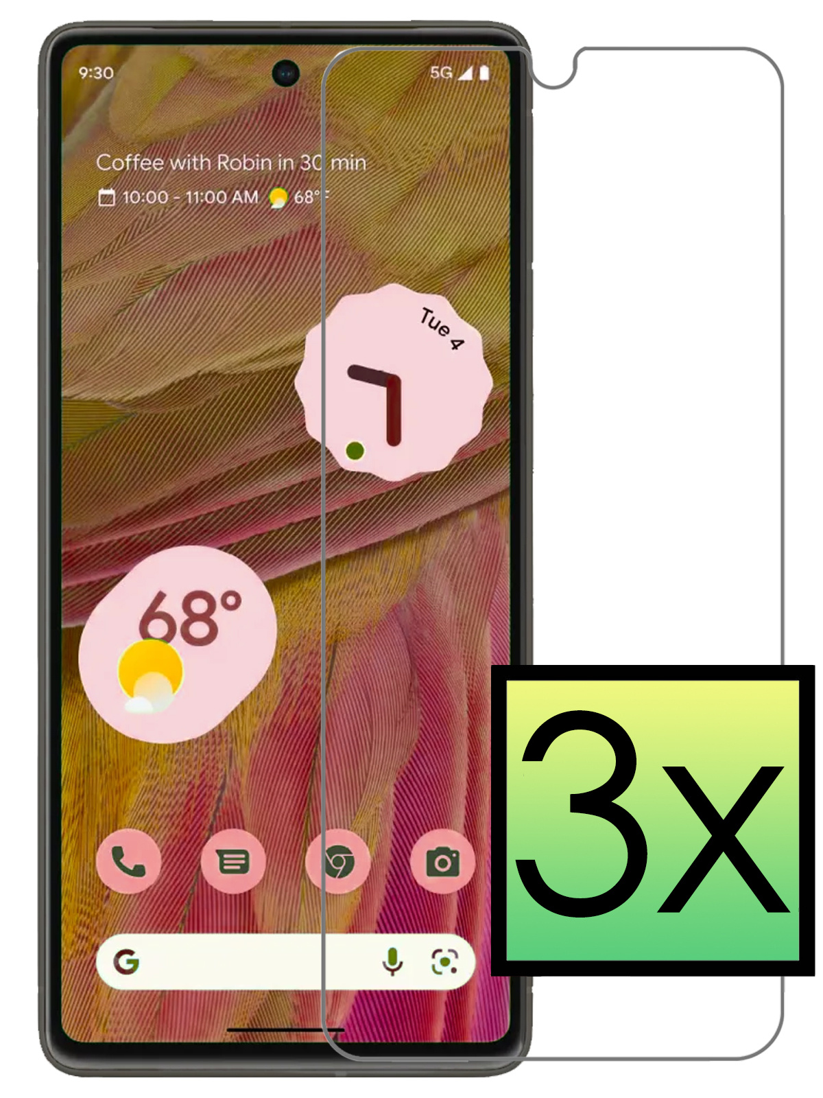 NoXx Screenprotector Geschikt voor Google Pixel 7A Screenprotector Tempered Glass Gehard Glas Beschermglas - 3x