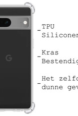 BASEY. Hoes Geschikt voor Google Pixel 7A Hoesje Shock Proof Case Hoes Siliconen Met 2x Screenprotector - Hoesje Geschikt voor Google Pixel 7A Hoes Cover Shockproof - Transparant
