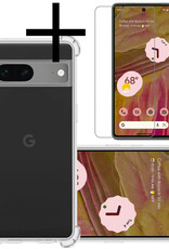 NoXx Hoes Geschikt voor Google Pixel 7A Hoesje Siliconen Cover Shock Proof Back Case Shockproof Hoes Met Screenprotector - Transparant