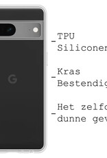 BASEY. Hoes Geschikt voor Google Pixel 7A Hoesje Siliconen Back Cover Case Met Screenprotector - Hoesje Geschikt voor Google Pixel 7A Hoes Cover Hoesje - Transparant