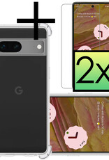 NoXx Hoes Geschikt voor Google Pixel 7A Hoesje Cover Siliconen Back Case Hoes Met 2x Screenprotector - Transparant