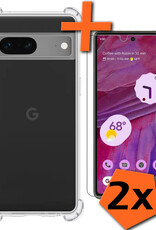 Nomfy Hoesje Geschikt voor Google Pixel 7A Hoesje Siliconen Cover Case Met 2x Screenprotector - Hoes Geschikt voor Google Pixel 7A Hoes Back Case - Transparant