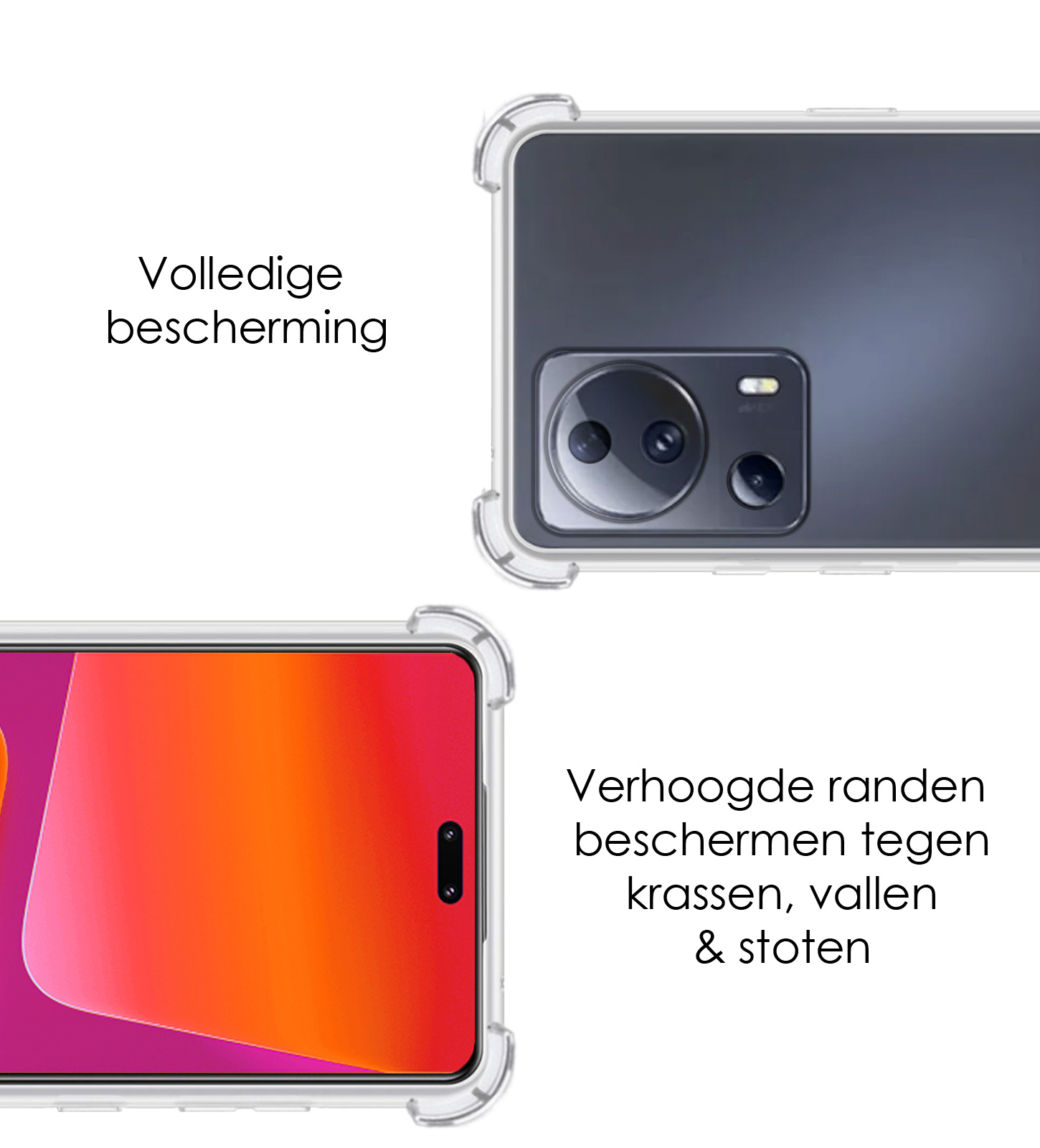 NoXx Hoes Geschikt voor Xiaomi 13 Lite Hoesje Siliconen Cover Shock Proof Back Case Shockproof Hoes Met 2x Screenprotector - Transparant