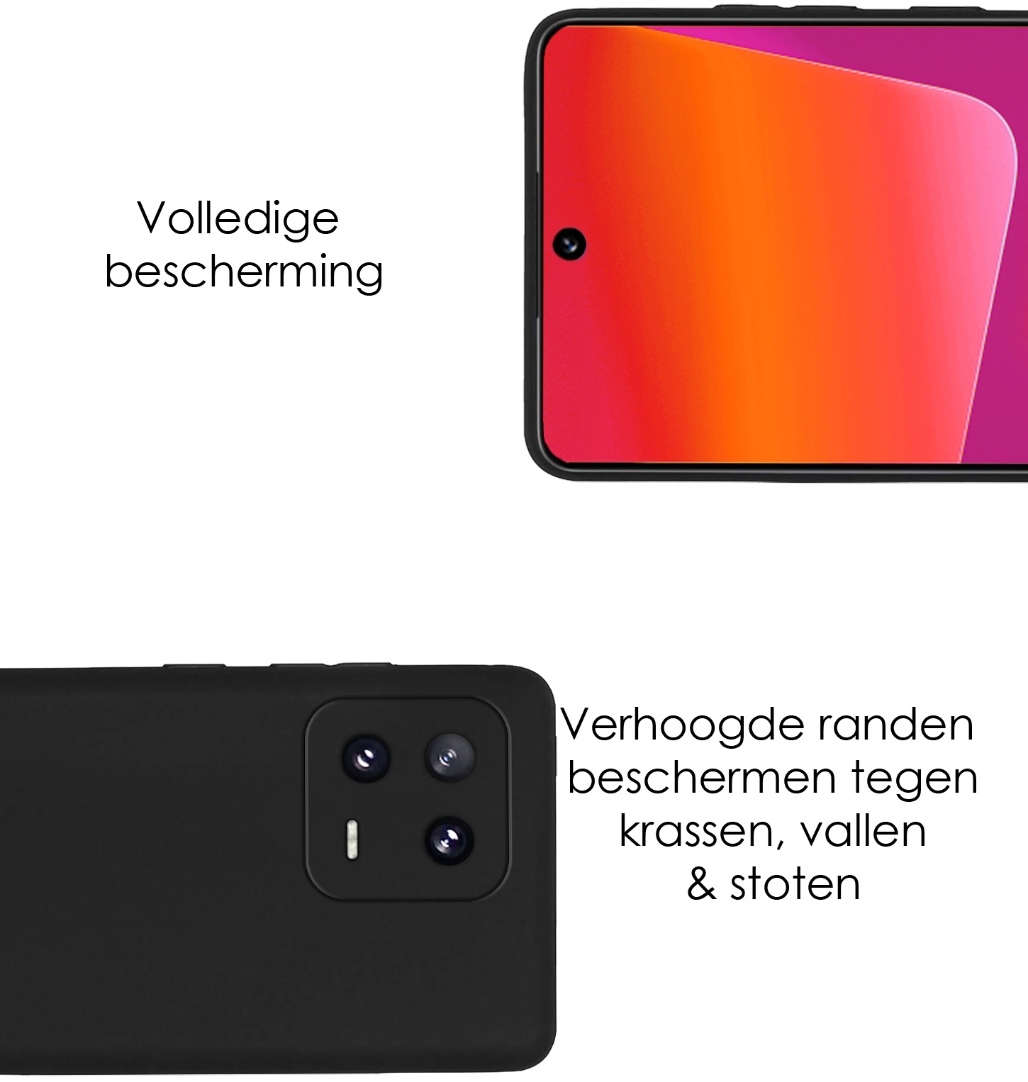 NoXx Hoes Geschikt voor Xiaomi 13 Lite Hoesje Cover Siliconen Back Case Hoes Met 2x Screenprotector - Zwart