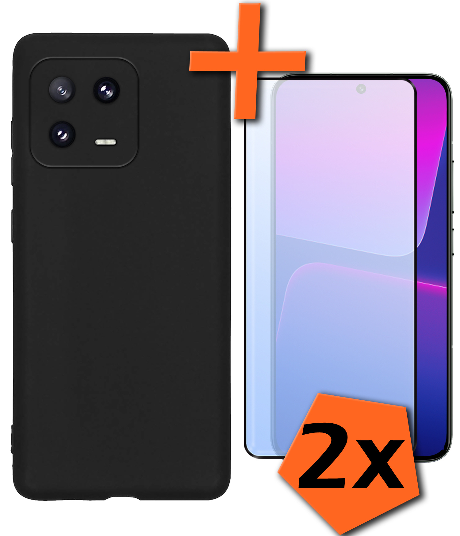 Nomfy Hoesje Geschikt voor Xiaomi 13 Pro Hoesje Siliconen Cover Case Met 2x Screenprotector - Hoes Geschikt voor Xiaomi 13 Pro Hoes Back Case - Zwart