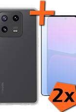 Nomfy Hoesje Geschikt voor Xiaomi 13 Pro Hoesje Siliconen Cover Case Met 2x Screenprotector - Hoes Geschikt voor Xiaomi 13 Pro Hoes Back Case - Transparant