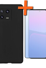 Nomfy Xiaomi 13 Pro Hoesje Siliconen Case Back Cover Met Screenprotector - Xiaomi 13 Pro Hoes Cover Silicone - Zwart