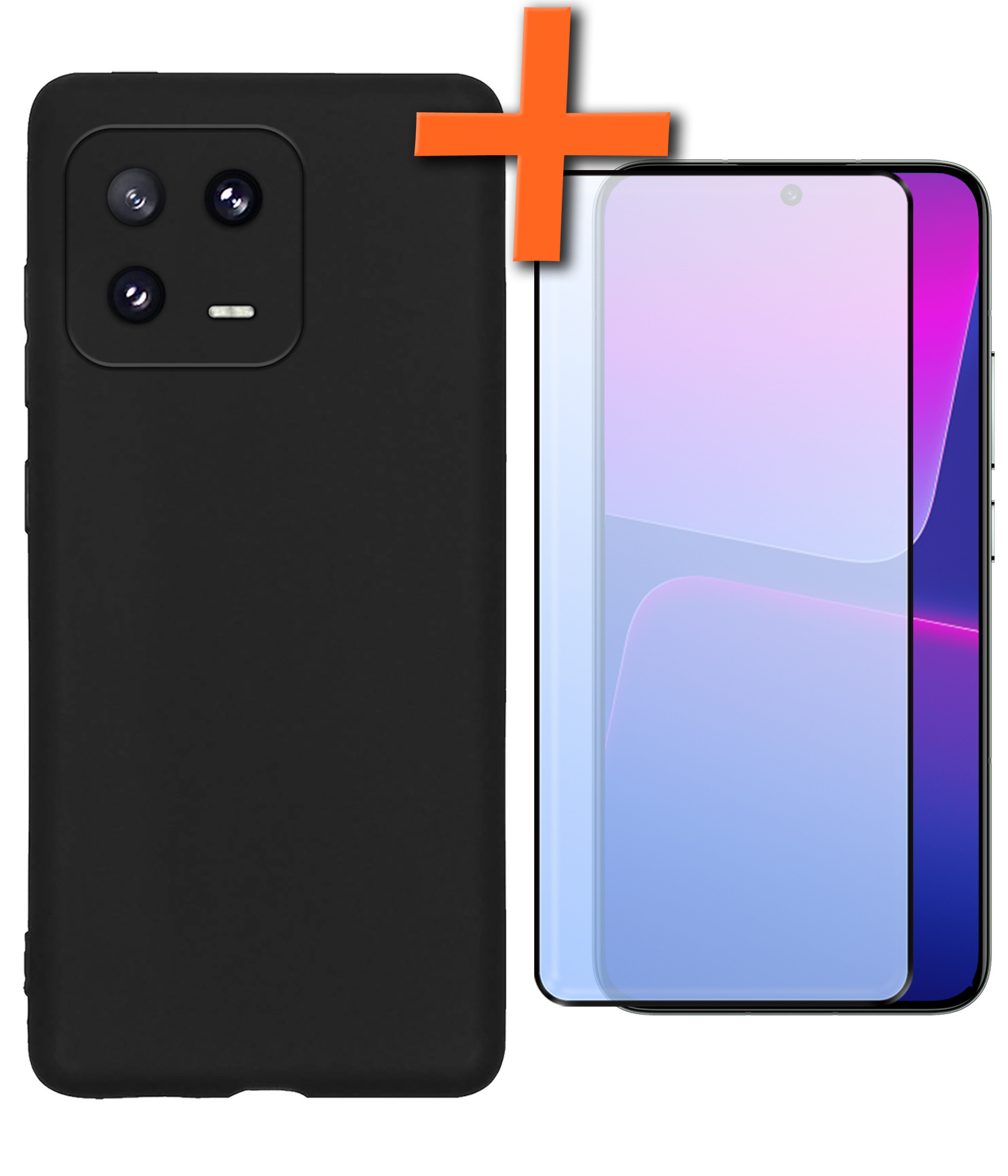 Nomfy Hoesje Geschikt voor Xiaomi 13 Pro Hoesje Siliconen Cover Case Met Screenprotector - Hoes Geschikt voor Xiaomi 13 Pro Hoes Back Case - Zwart