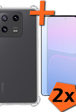 Nomfy Xiaomi 13 Pro Hoesje Shockproof Cover Case Met 2x Screenprotector - Xiaomi 13 Pro Shock Proof Back Case - Transparant
