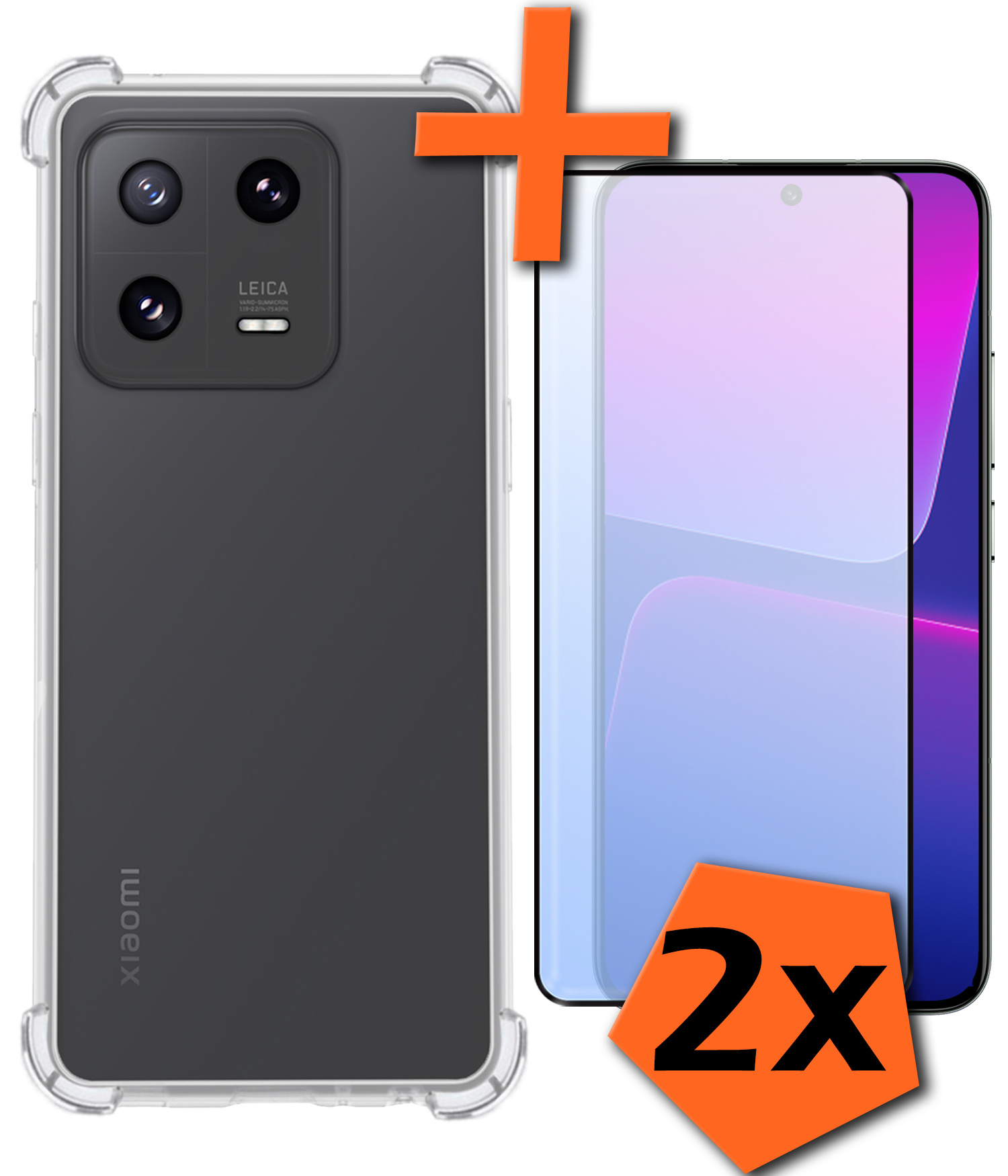 Nomfy Hoesje Geschikt voor Xiaomi 13 Pro Hoesje Shock Proof Cover Case Shockproof Met 2x Screenprotector - Hoes Geschikt voor Xiaomi 13 Pro Hoes Siliconen Back Case - Transparant